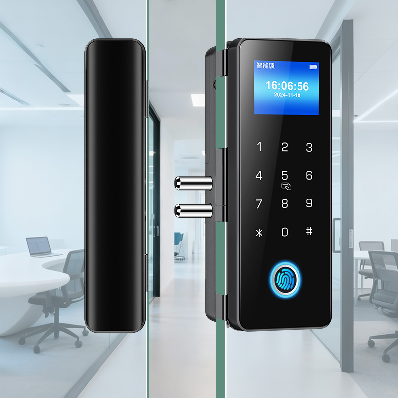 玻璃门智能锁免布线有框无框单双门办公室密码锁家用指纹锁门禁锁