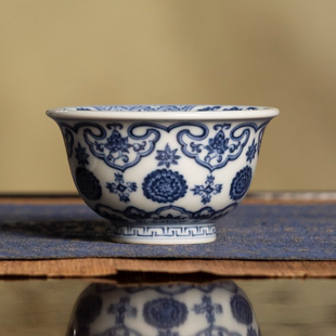 【墨舍名窑】望月怀古缠枝如意小压手杯wyhg1074