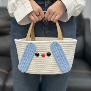 彩虹小提包女手拎花朵棉线编织包礼品篮可包纱生日周岁喜铺伴手礼