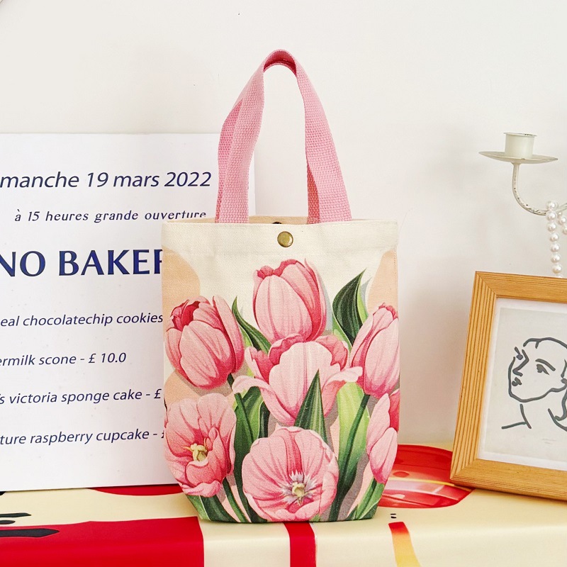 新款ins复古花朵帆布袋包节日伴