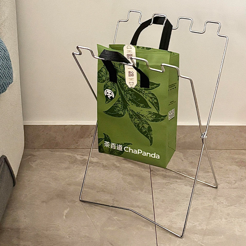 垃圾架不锈钢可折叠落地收纳架简易便携垃圾桶家用厨房专用免弯腰