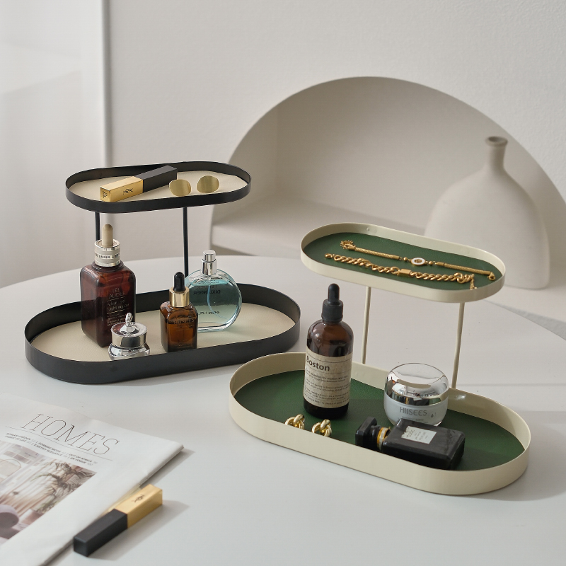 北欧ins风铁艺玄关双层托盘钥匙