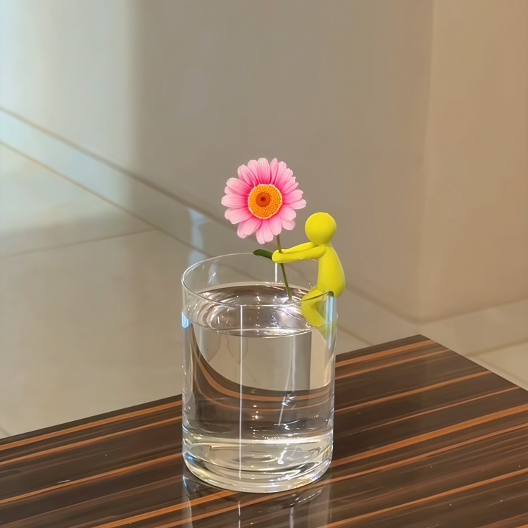 可爱小人水培扶枝爬藤架插花小玩具植物固定支架插花固定辅助器