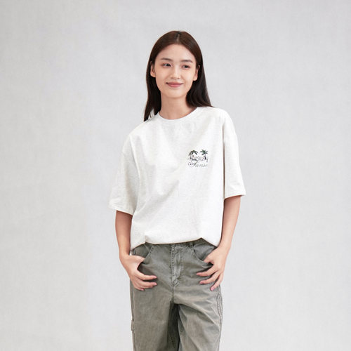 sanse短袖中性舒适百搭T恤宽松男女同款套头衫潮牌印花夏秋季上衣