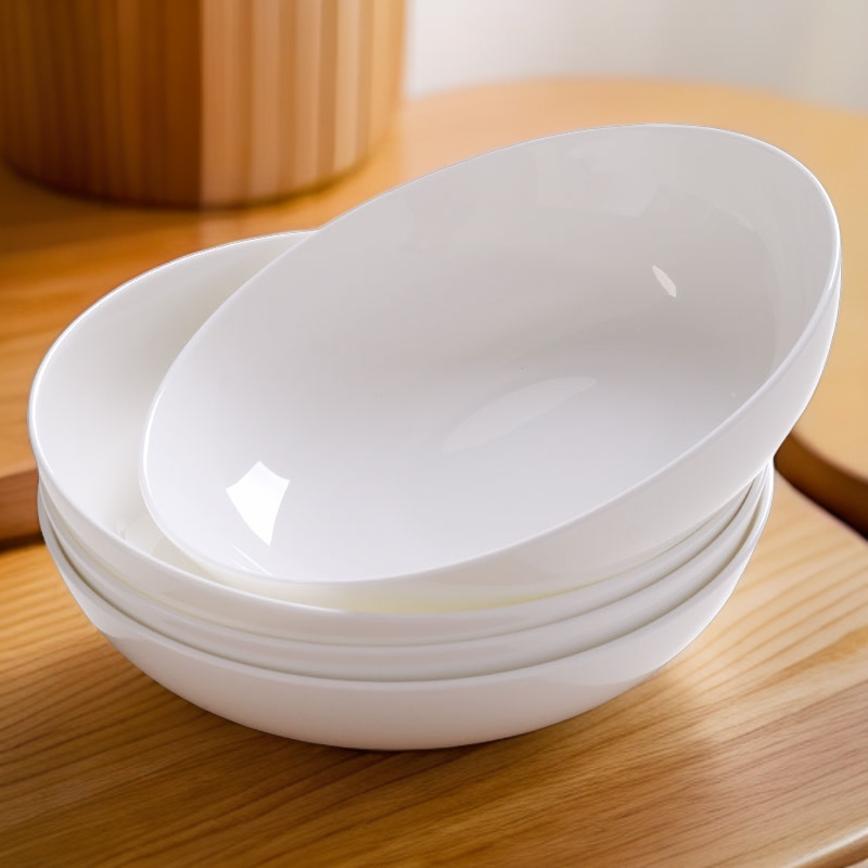 陶瓷纯白深盘骨瓷汤盘家用圆形