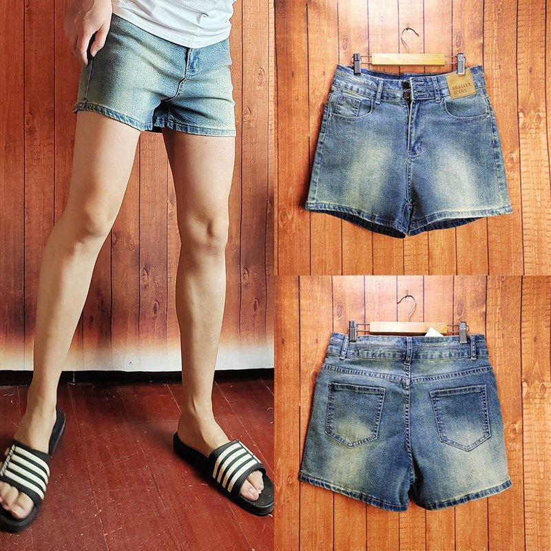 2025新款夏季男士牛仔短裤三分裤超短裤显瘦a字复古弹力阔腿热裤,男装,短裤,淘宝优惠券,粉丝福利购,淘宝优惠卷