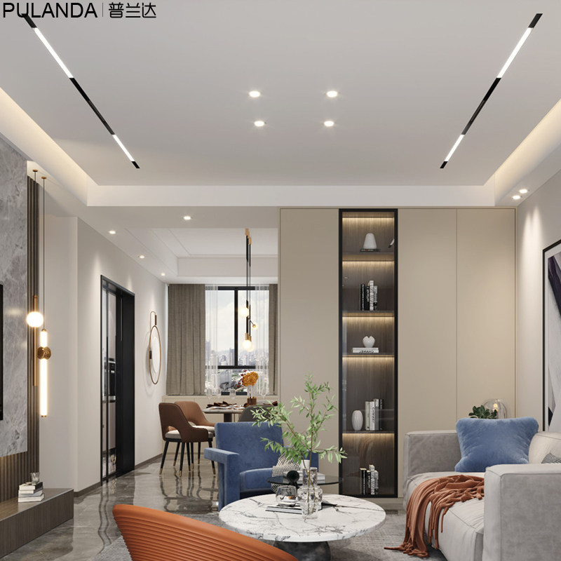 磁吸轨道灯套装LED无边框嵌入式射灯泛光线条餐厅客厅卧室无主灯,家装灯饰光源,轨道磁吸灯,淘宝优惠券,粉丝福利购,淘宝优惠卷