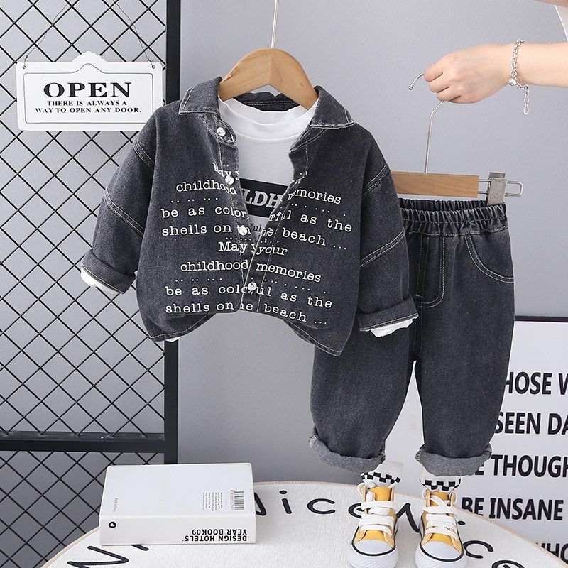 男童秋装牛仔套装2024新款洋气儿童炸街牛仔外套春秋季中小童衣服,童装/婴儿装/亲子装,套装,淘宝优惠券,粉丝福利购,淘宝优惠卷