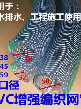 PVC透明纤维增强编织网管塑料网纹软管大口径32/38/50工程浇水管