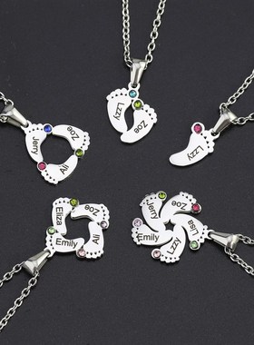 2025新款12生辰石脚丫项链时尚个性女锁骨链高级感创意百搭项链潮