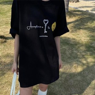 欧货大版下装消失t恤女中长款遮屁股大码胖mm连衣裙高个子显瘦盖