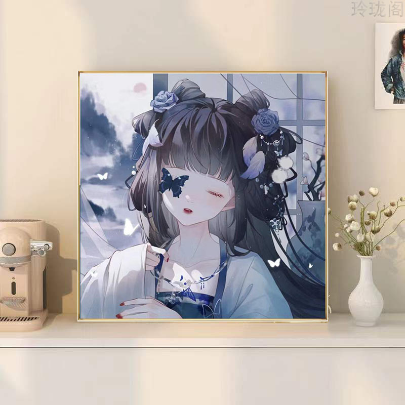 diy数字油画填充简单古风人物手工动漫卡通油彩填色画手绘画礼物