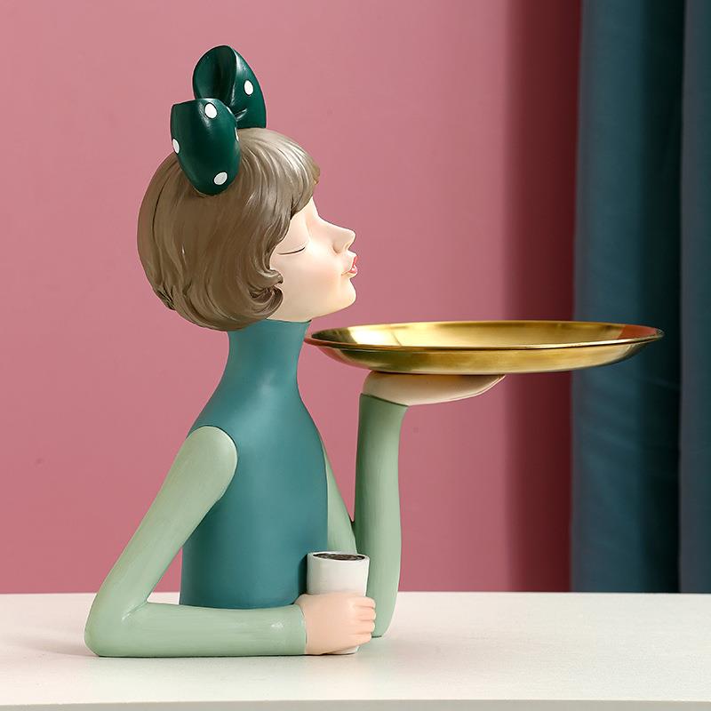 玄关入门简放钥匙收纳摆件客厅居柜装饰70090树脂家工艺酒品托盘