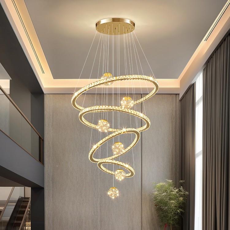 复楼大吊灯oft公寓吊灯晶340楼梯吊灯轻奢水别墅挑l空客厅式吊灯