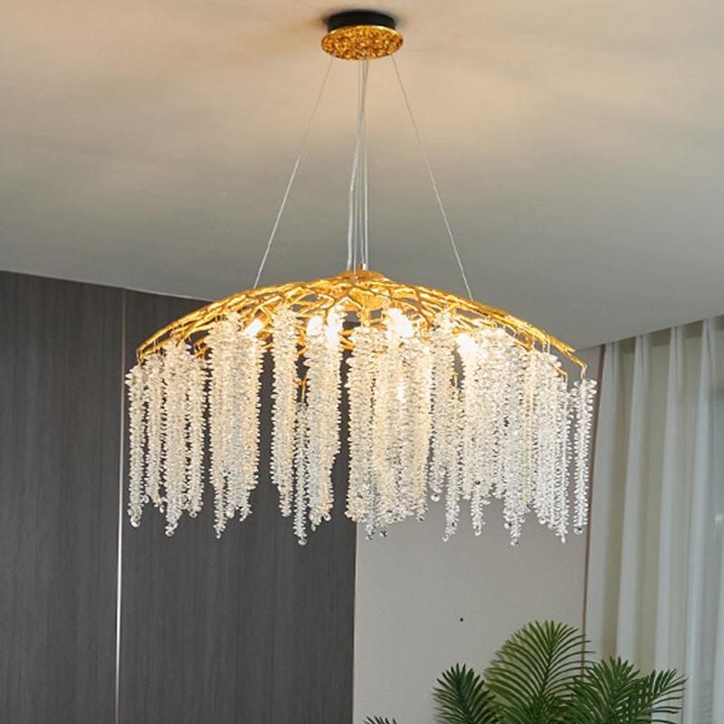 现酒轻奢水晶吊597灯别墅店装店装饰后现代客厅餐厅代吊灯法式灯