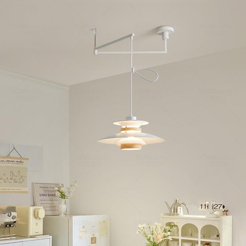 中古风光谱摇吊灯453胡木纹餐厅吊灯臂可移位复古吧台桃全餐桌护