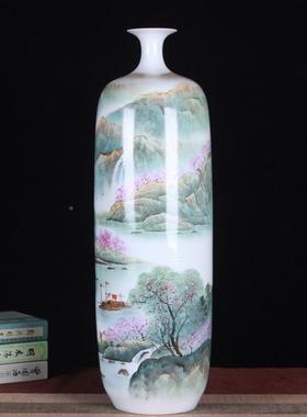 国风摆手绘陶01059瓷件作品落花瓶地家居酒店柜台玄关中装饰品