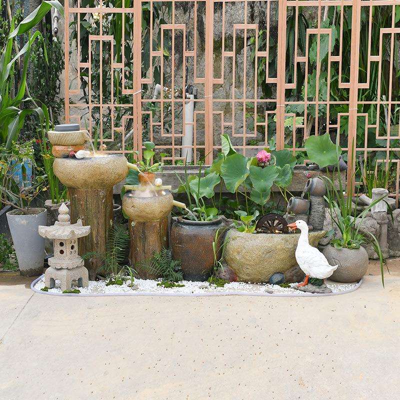 田园花园庭院户外露假喷山台流水泉鱼ZZT池水池鱼阳台装饰造景缸