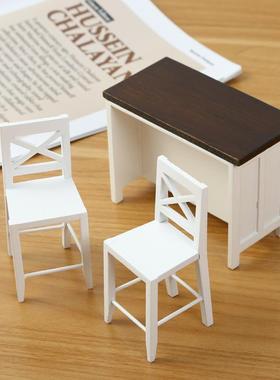 1:12娃娃屋dollouse微家具模型摆件缩00309你食玩迷简约餐厅h桌椅
