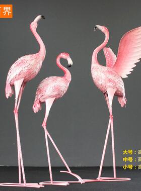 系铁艺件火烈鸟摆件花园庭院装饰动物森礼BJ1720婚摆美陈橱窗布景