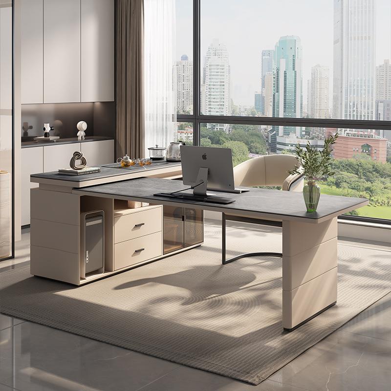 岩板书桌老茶桌公椅体多功能现代简约YMQ-2022一转角家用板办桌写