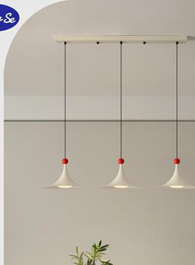 灯法奶油色风餐厅吊式灯喇叭设计师飞碟中古风QLH吧台岛餐桌台灯