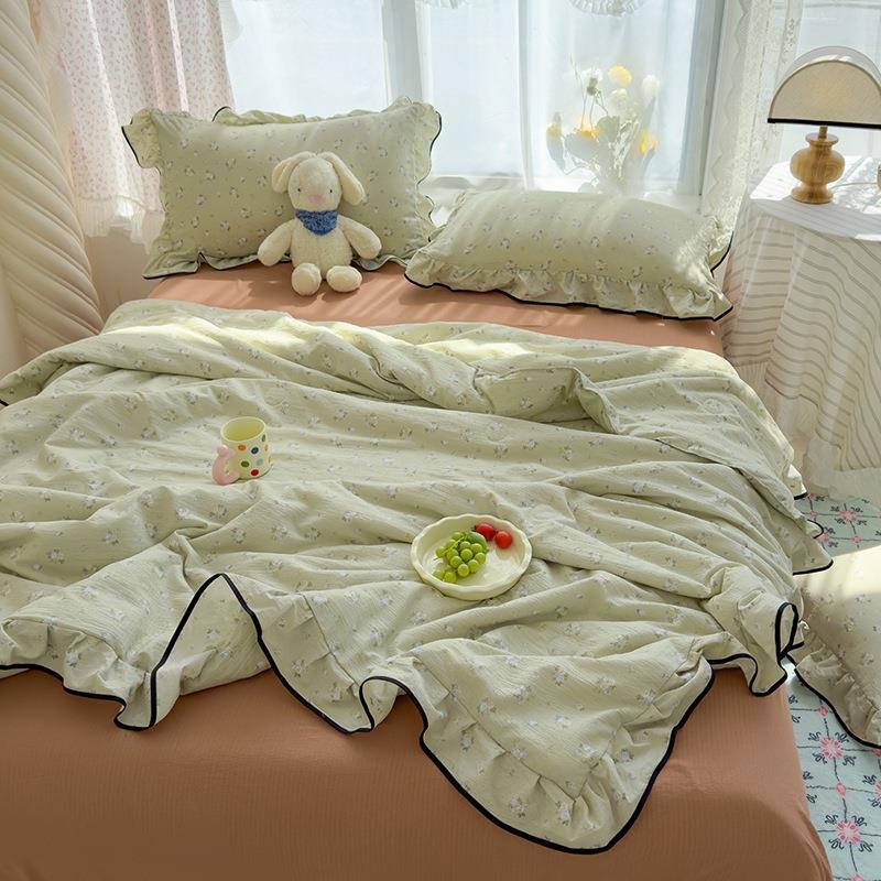 韩版a类双层纱公主风夏四件套亲女花被肤边少床单被168888套小号