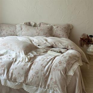 CDE法0式 复碎古风2亚0%麻8%棉麻提花四件套全棉印花花被套三件套