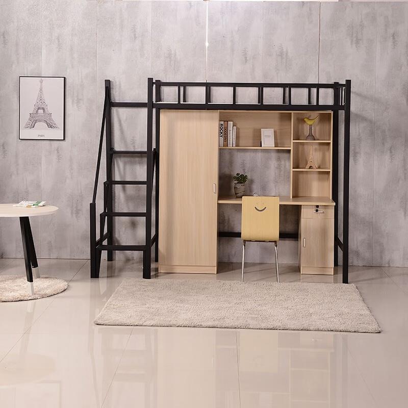 上上床下桌公寓床学校寝SIE铁室下铺铁艺床员工宿舍钢木结架合高