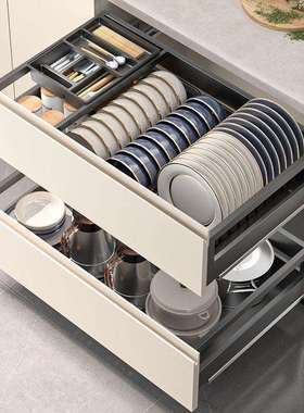 新款多屉层拉篮用厨房橱柜不碗篮71604锈家钢双层抽式收纳调料厨