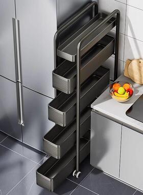 Y0N置物架厨房冰箱超窄夹缝架可抽拉移动小推车客厅杂物落地置物