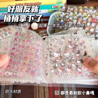 迷你小鼻嘎贴纸书女孩儿童高颜值一本小比卡手账本加收纳册卡通装饰图案防水可爱贴画迷你小皮卡美甲指甲贴捏