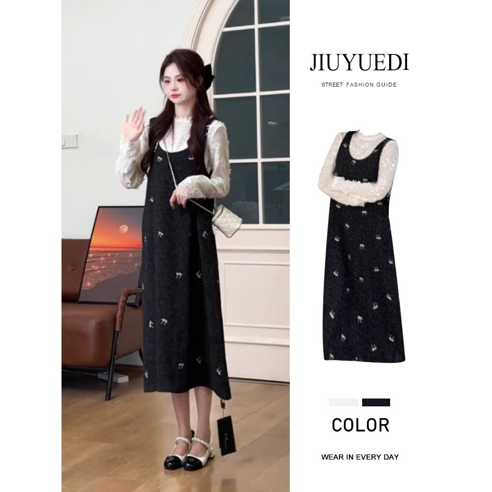 JIUYUEDI九月底法式小香风蕾丝花边上衣背心连衣裙女秋千金感套装,女装/女士精品,时尚套装,淘宝优惠券,粉丝福利购,淘宝优惠卷