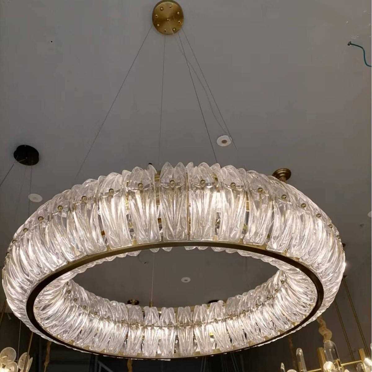 直销新款大气水晶吊灯圆环形后现代简约餐厅卧室复式楼梯别墅样板