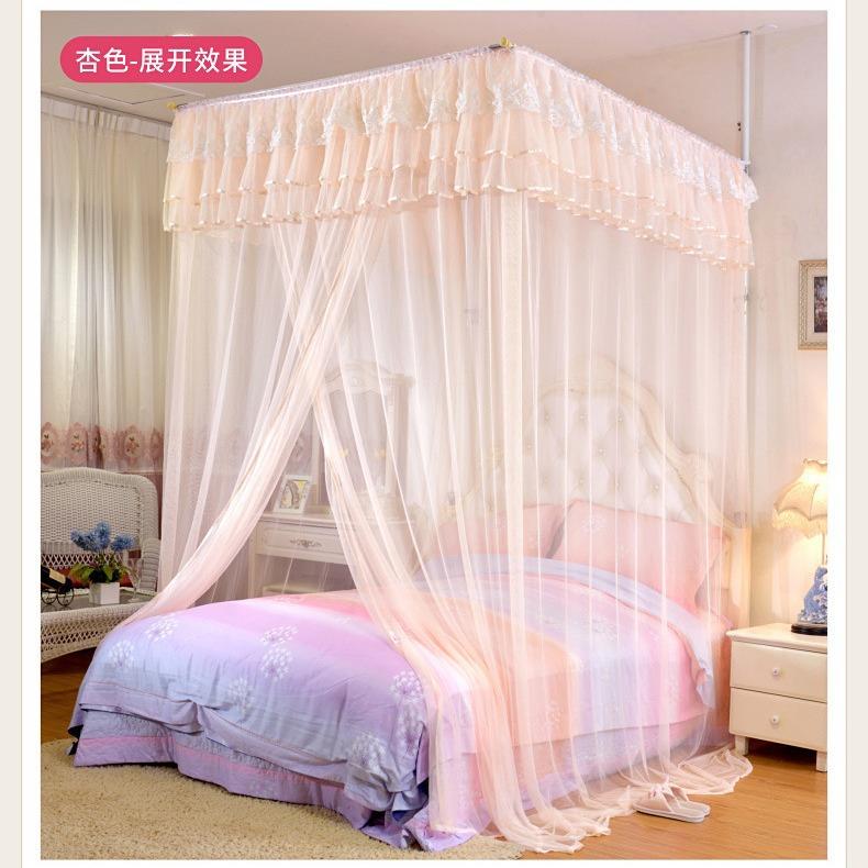 直销新款现货落地伸缩蚊帐 天地杆支架家用不锈钢宫廷伸缩蚊帐