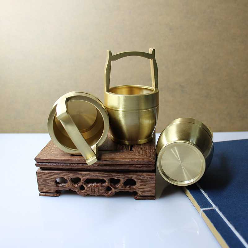 新款直销黄铜一桶金小铜器铜工艺品摆件纯铜水桶会销礼品金属地摊