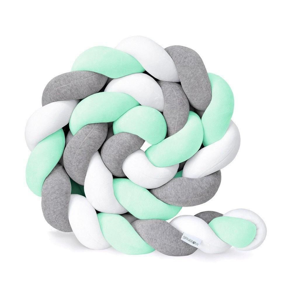 直销新款婴儿床防撞柔软打结抱枕纯色两股麻花长条手工编织麻花床