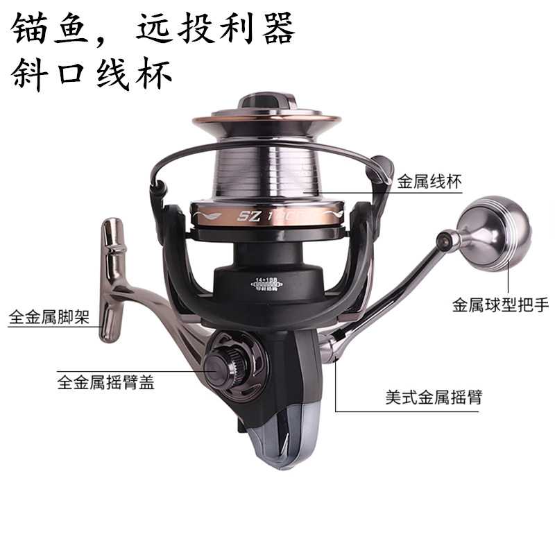 新款直销防海水锚鱼轮12000型海钓全金属脚大10000渔轮纺车轮全金