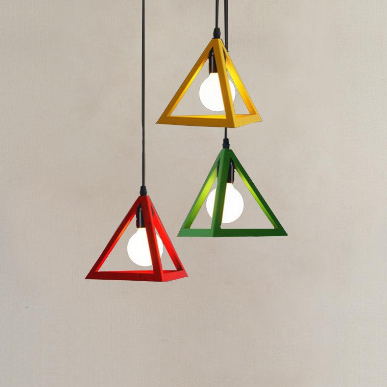 直销新款现代简约三角铁艺餐厅吊灯创意个性客厅灯卧室灯酒吧可调