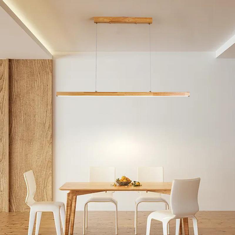 直销新款长条吊灯轻奢现代简约实木吧台办公桌茶室餐桌吊灯日式一