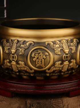 直销新款黄铜八福聚宝盆摆件家用客厅玄关店铺装饰工艺品开业礼品