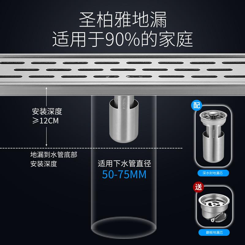 新款直销酒店淋浴房长方形地漏 304不锈钢防臭地漏 工程大排量长