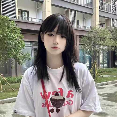 新款直销程铭假发女黑棕色中长发减龄锁骨发自然甜美齐刘海长直发