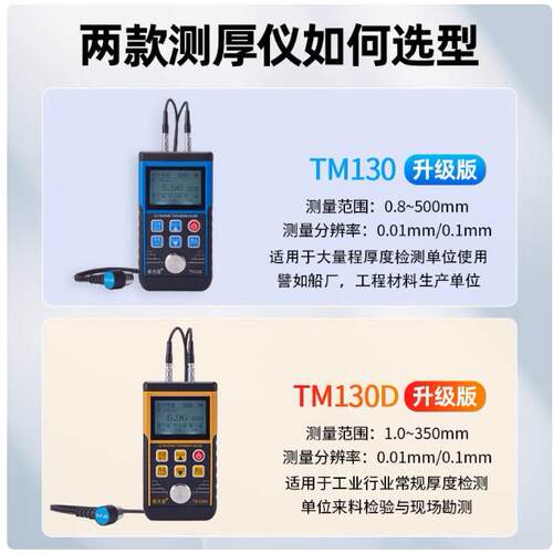 新款直销超声波测厚仪TM130 钢板铁板铜板玻璃PVC管材 金属厚度计