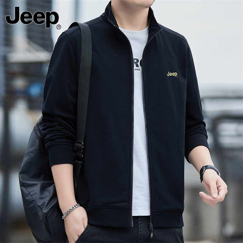 JEEP吉普立领开衫卫衣男士2025春季新款潮牌运动上衣夹克外套青年