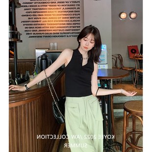 背心针织衫 法式 无袖 复古高级感洋气气质修身 上衣女 显瘦polo领短款