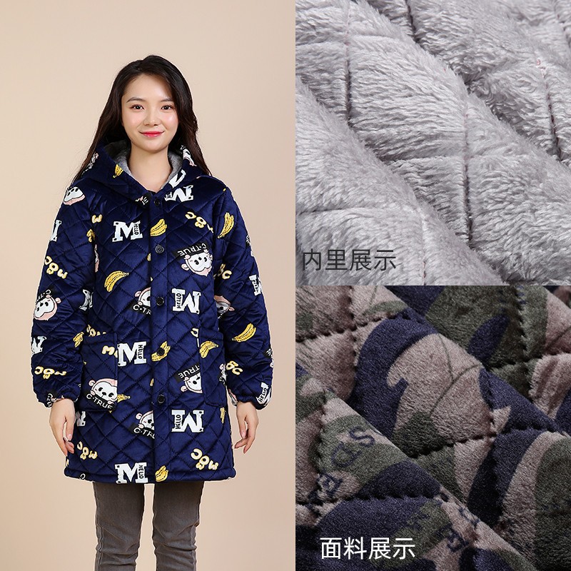 冬季加厚保暖罩衣男女加绒工作服厨房围裙外套棉衣羽绒服防脏护衣