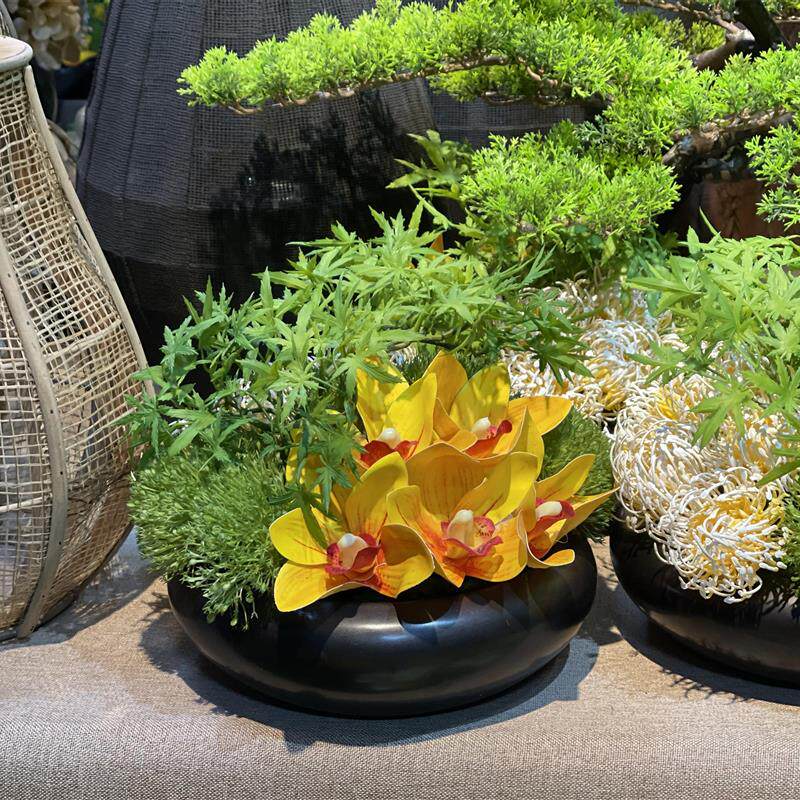 新中式禅意餐桌花假花 酒店售楼处茶几玄关客厅包房桌花家居摆件