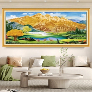 皇室蒙娜丽莎十字绣2026新款爆款客厅高级感背靠金山风景画手工绣