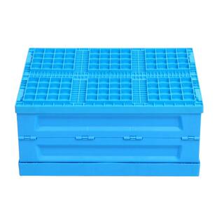 新款直销500-20内倒拦腰式折叠周转箱通用包装蓝色塑料折叠箱物流